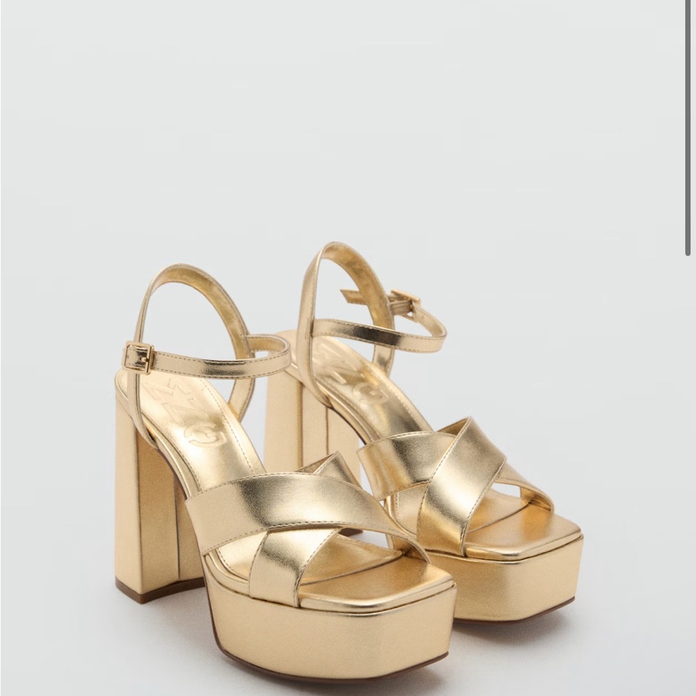 Mango Gold Platform Women Shoes